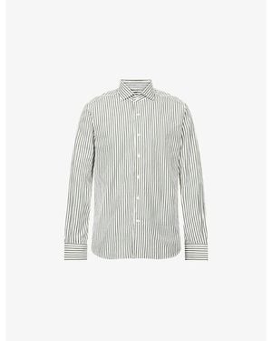Corneliani Striped Regular-Fit Cotton-Poplin Shirt - Grey