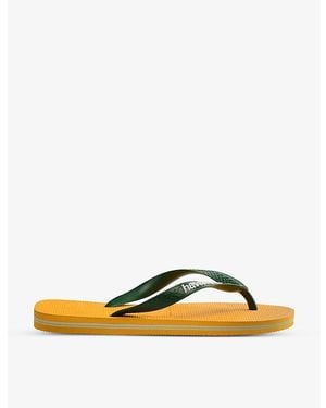Havaianas Brasil-Logo Rubber Flip Flops - Yellow
