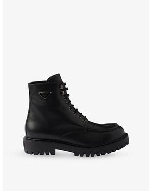 Prada Laced Leather Boots - Black