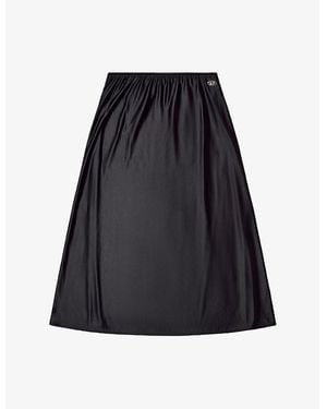 DIESEL O-Mori Logo-Plaque Stretch-Nylon Midi Skirt - Black