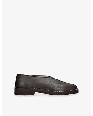 Lemaire Piped Leather Slippers - Black