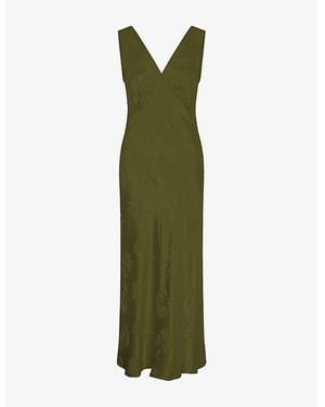 OMNES Iris Floral Jacquard Woven Maxi Dress - Green