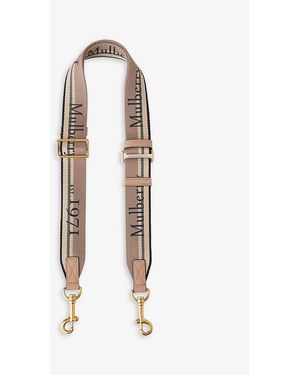 Mulberry Brand-embroidered Adjustable Leather And Woven Bag Strap - White