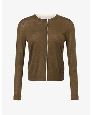 ME+EM Barely There Merino-Wool And Cashmere Cardigan - Green