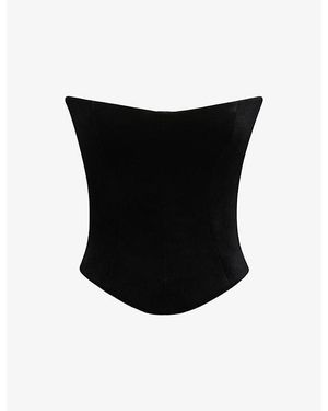 House Of Cb Omari Stretch-Velvet Corset Top - Black