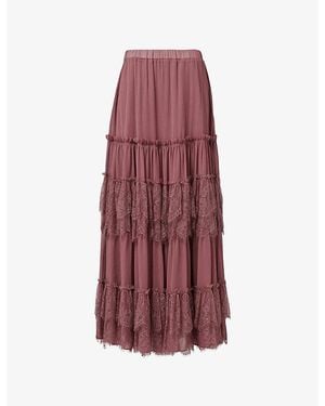 eem Circular Lace Maxi Skirt - Red