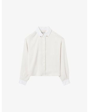 Claudie Pierlot Long-Sleeved Buttoned-Collar Woven Shirt - White