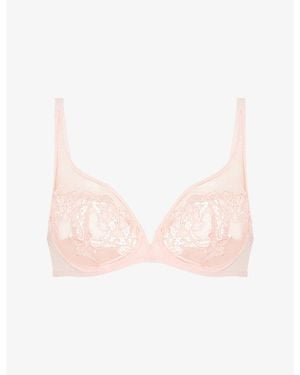 Simone Perele Saga Plunge Full-Cup Underwired Lace Bra - Pink