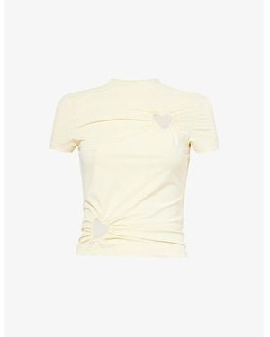 Amy Lynn Heart Cut-Out Woven Top - Natural