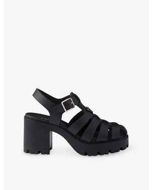 Prada Brand-Plaque Rubber Platform Sandals - Black