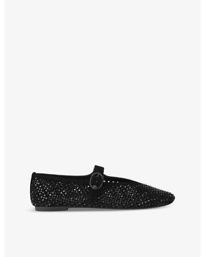 Kurt Geiger Mayfair Crystal-Embellished Suede Ballet Flats - Black