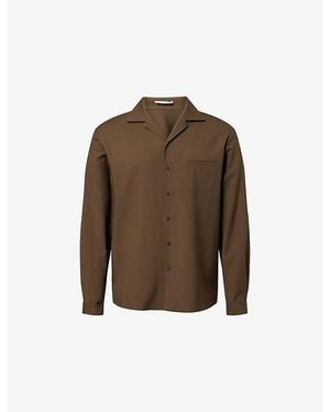The Row Kanta Open-Collar Wool Shirt - Brown