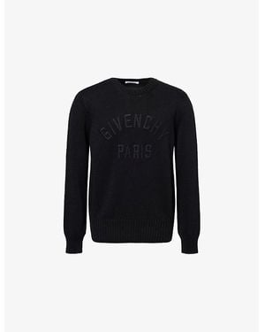Givenchy Logo-Embroidered Crewneck Knitted Cotton Jumper - Black