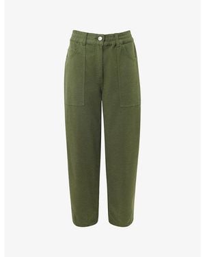 Whistles Tessa Regular-Fit High-Rise Stretch-Cotton Pants - Green