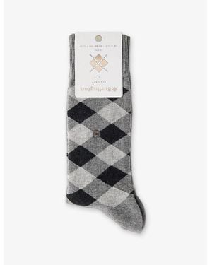 Burlington Danny Argyle-Pattern Stretch Cotton-Blend Socks - Gray
