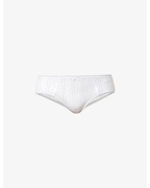 Cou Cou Intimates The Cosy Pointelle-pattern Organic-cotton Brief - White