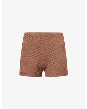 Devon Windsor Gem Metallic Knit Shorts - Brown