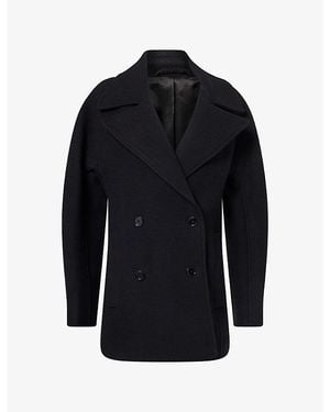 TOTEME Rounded Double-Breasted Wool-Blend Peacoat - Blue