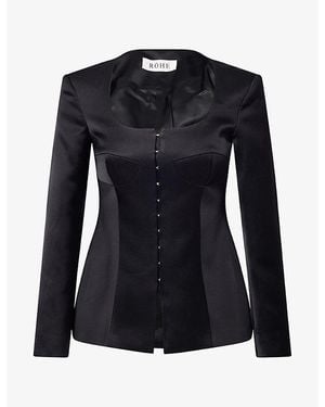RÓHE Frames Bustier Corset Satin Blazer - Black