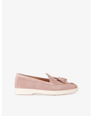 Santoni Pale Feudal Tassel-Trim Suede Loafers - Pink