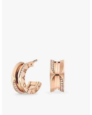 BVLGARI B.Zero1 18Ct Rose- And Brilliant-Cut 0.22Ct Diamond Hoop Earrings - Pink