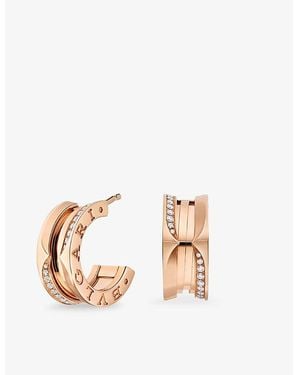 BVLGARI B.Zero1 18Ct Rose- And Brilliant-Cut 0.22Ct Diamond Hoop Earrings - Pink