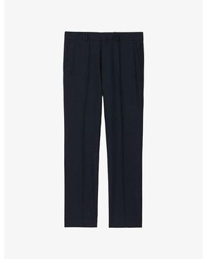 Sandro Wide-Leg Regular-Fit Wool Suit Trousers - Blue