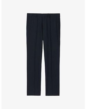 Sandro Wide-Leg Regular-Fit Wool Suit Pants - Blue