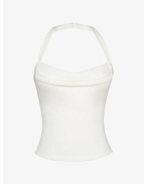 House Of Cb The Contour Halter-Neck Stretch-Woven Top - White