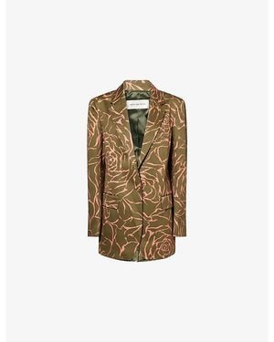 Dries Van Noten Notch-Lapels Printed Cotton Blazer - Metallic