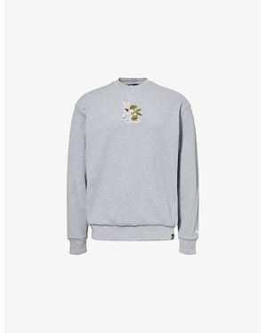 KTZ Crewneck Embroidered Cotton-Blend Sweater - Gray