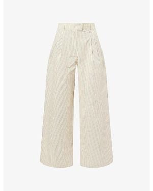 4th & Reckless Elina Striped Wide-Leg Cotton Trousers - Natural