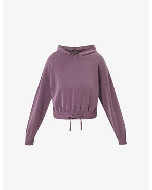 Sweaty Betty Sand Wash Cloudweight Cropped Stretch-Jersey Hoody - Purple