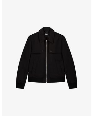 The Kooples Bib-Collar Zip-Up Woven Jacket - Black