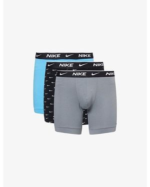 Nike Essential Set Of Three Stretch-Cotton Boxers - Blue