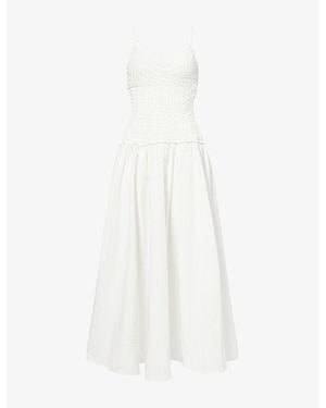 Dissh Izaiah Crinkle Cotton Midi Dress - White