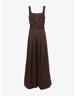 ME+EM The Event Ready Tailored Linen-Blend Jumpsuit - Brown