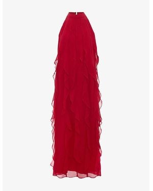 Phase Eight Helena Ruffled Chiffon Maxi Dress - Red