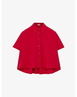 Loewe Logo Short-Sleeve Cotton-Blend Trapeze Shirt - Red