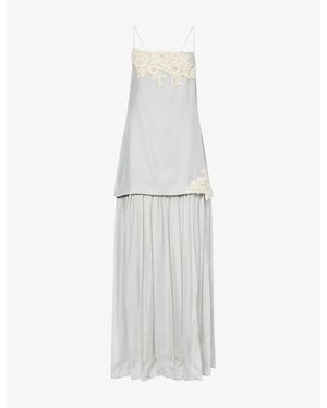SIR. Noria Lace-Trim Silk Gown - White