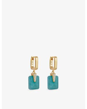 Astley Clarke Deco 18Ct, Amazonite And Sapphire Drop Huggies - Blue