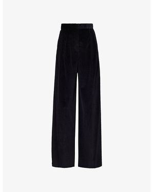 Max Mara Gillylong Corduroy Wide-Leg High-Rise Cotton Trousers - Black