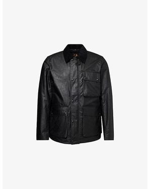 Belstaff Incline Corduroy-Collar Waxed-Cotton Jacket - Black