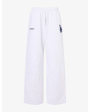 Sporty & Rich La Serif Wide-Leg Cotton Jogging Bottoms - White