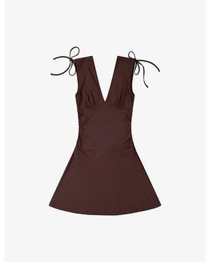 OMNES Zaneta V-Neck Stretch-Jersey Mini Dress - Brown