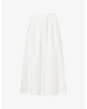 Ashlyn Connor Gathered-Waist Cotton Midi Skirt - White