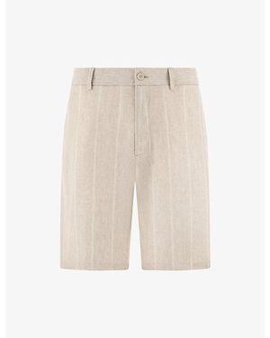 BOGGI Striped Straight-Leg Linen Shorts - Natural