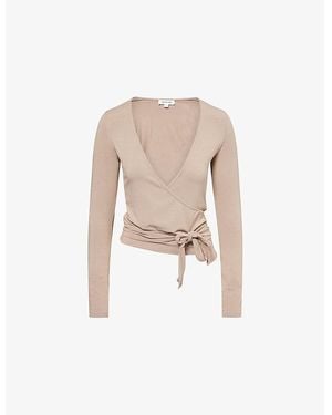 Sisterly Tribe Soft Ballet Wrap Modal-Jersey Top - Natural