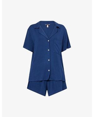 Eberjey Gisele Ribbed Stretch-Woven Pyjama Set - Blue