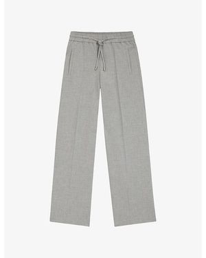 BOSS Oversized-Fit Wide-Leg Stretch-Twill Trousers - Grey